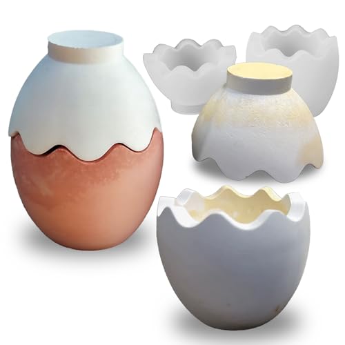 Wehous Egg Shape Jar Resin Molds with Lid, Easter Silicone Molds for Epoxy Resin Concrete, Unique Candle Holder Container Storage Jewelry Trinket Holder Mold DIY Art Craft Home Easter Ornament