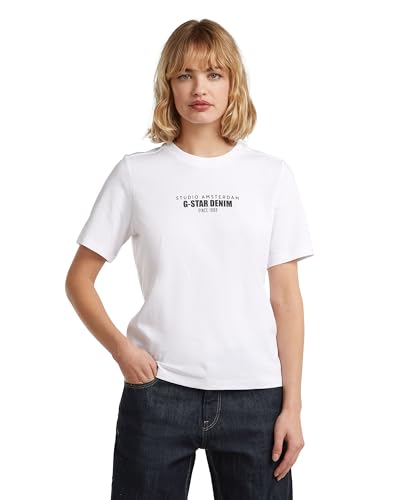 G-STAR Camiseta HD Graphic para Mujer, Blanco (white D27976-C336-110), L