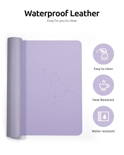 Image of YSAGi Leather Desk Mat, Large Mouse Mat, 60 x 35 cm, Light Purple