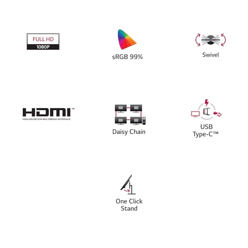 LG 24 inch (60.45 cm) QHD (2K) 2560x1440 Pixels, IPS-sRGB 99%, Height Adjust, Pivot (2Way), Swivel, Tilt, USB-C (65W PD) Display Port, HDMI, Black... - Image 2