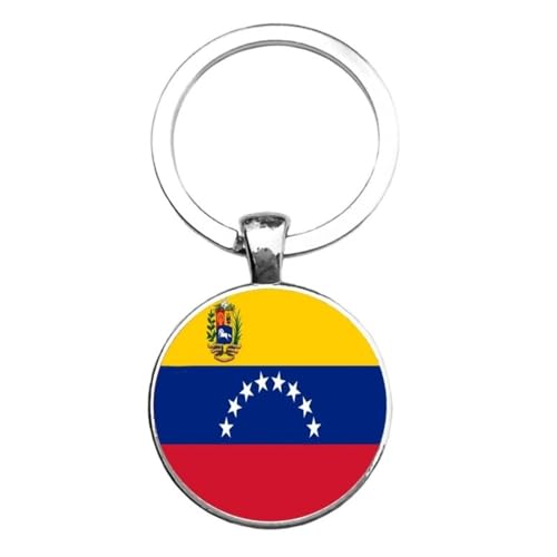 Art Attack Venezuelan Flag Keychain, Bolivarian Republic of Venezuela National Football Soccer Team Accessories History Party Favor Fan Car Key Chain Ring Pendant Charm (Silver), Silver, S