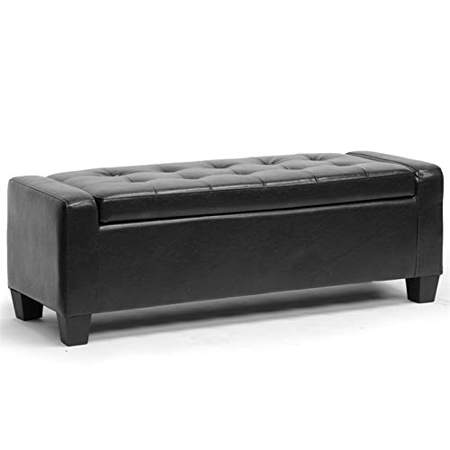 Baxton Studio Manchester Ottoman, 15.25" X 45.5" X 17.13", Black #TOP14