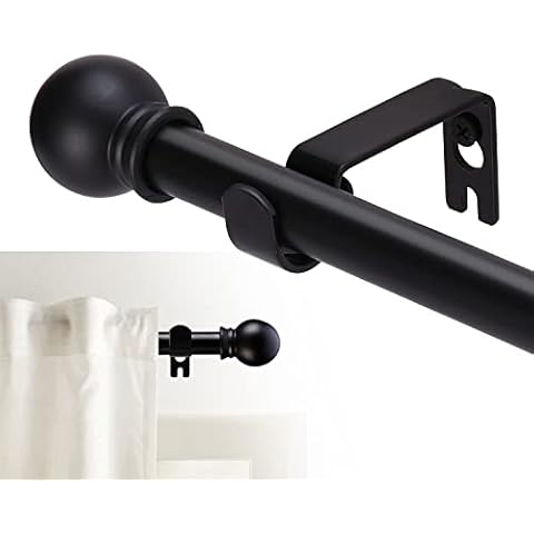 GXOACKJ Curtain Rods for windows 32 to 62 inch,5/8 inch Decorative Rod Set, Matte Black Splicing Heavy Duty Metal with Brackets Cover