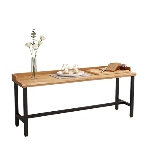 Mesa de pub de madera maciza con patas de acero para cocina, cafetería, comedor, sala de estar, mesa larga y alta