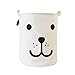 Produktbild Furlinic Wäschekorb für Kinderzimmer Mädchen, Faltbarer Wäschesammler mit Deckel, Große Wäschetruhe für Bad mit Wasserdichter Innerer Wandung, Runde Wäschetönne aus Stoff Weiß mit Hund 65L.