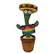 Led Électrique Poupée Chantant Musique Danse Shake Éclairer Cactus Forme Peluche Danse Plante Jouet D'apprentissage - Chapeau Mexicain + Cape Version Charge