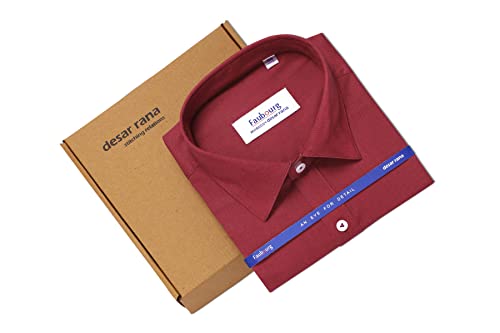 Image of Faubourg Cotton Blend 5377-5382 Men's Solid Plain Full Long Sleeve Slim Fit Formal Shirt