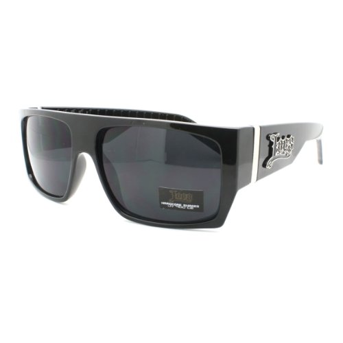 JuicyOrange Locs Sunglasses Mens Flat Top Square Gangster Mob Fashion Shades Black, 5.625w x 1.875h3