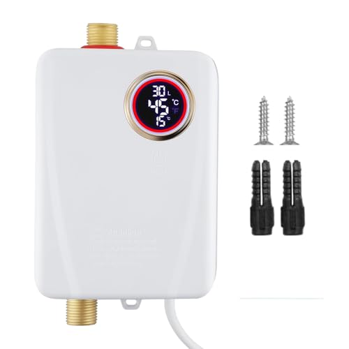 Aofesel Calentador de agua eléctrico, XY-FA 3500 W 220 V Mini calentador de agua, 20–50 °C, IPX4 Calentador de agua eléctrico impermeable para ducha, baño, cocina