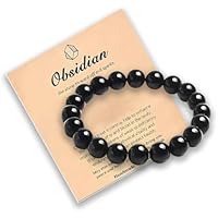 DmDoyy Pulsera De Piedra Natural Negra, Pulsera Turmalina De