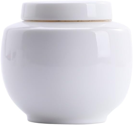 Tea Tin Ceramic Tea Canisters 300ml Sealed White Porcelain Storage Jar For Coffee, Nuts, Herb, Spice, Sugar Container