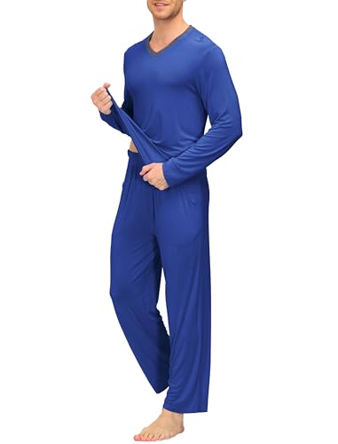 Image of JINSHI Men's Pajama Sets Soft Lightweight Sleepwear Nightwear with Pocket