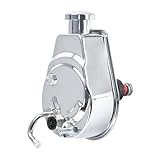 Power Steering Pump P Series 5/8 Keyway Pulley Shaft Chrome Street Hot Rod Reservoir Gearbox Compatible For Saginaw/GM/Chevy V8(Silver)