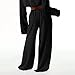 Women's Low Rise Wide Leg Linen Pants Summer 2025 Casual Y2K Trendy Flowy Drawstring Baggy Streetwear with Pockets Black