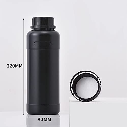 Fuyunohi 3x1L HDPE Darkroom Chemical Storage Bottles Liquid Container Film Photo Developing Processing Equipment Anti-Light Leakage Laboratory Accessories with Label,Black - Thumbnail 2