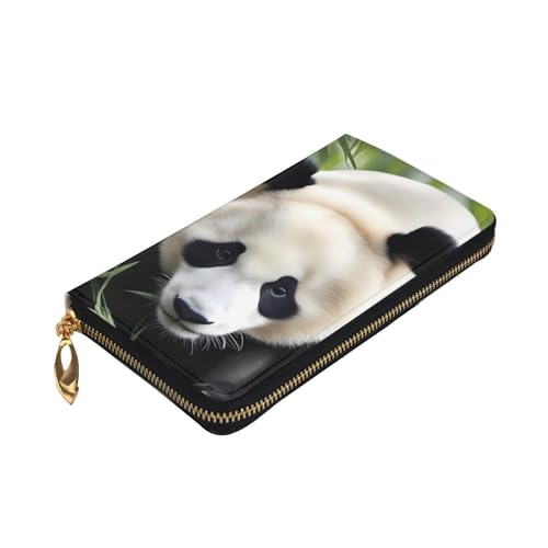 Panda Animal Picture Leather Long Clutch Wallet for Fashionable Girls and Women - Durable, Stylish, and Functional, Black, One Size3