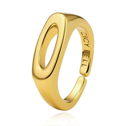 Bague initiale en or 18 carats gravée et ajustable pour femme