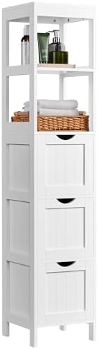 Yaheetech Armario Alta de Baño Mueble Auxiliar de Baño con 2 Esta...