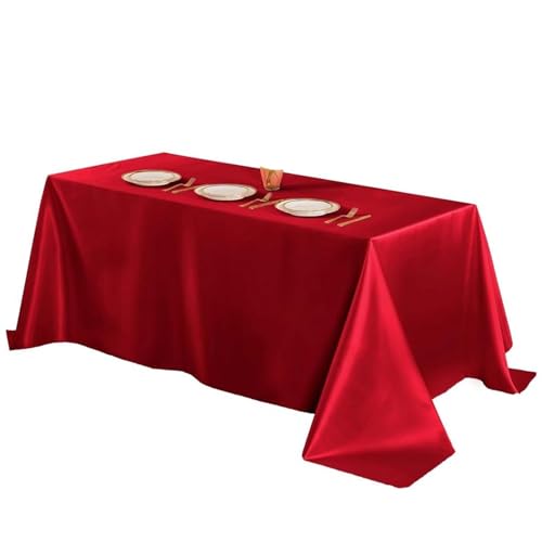 Mantel de satén Rectangular Rojo, Mantel de Boda, for Navidad, Eventos de cumpleaños, decoración de Banquetes, Comedor en casa, 2 uds. para JardíN(Rectangle 145x160cm)