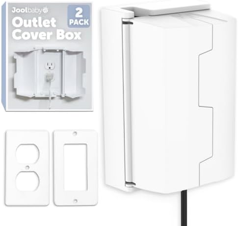 Outlet Cover Box for Child Safety (2 Pack) Duplex & Decorator Electrical Outlet Plates, Concealed Access Buttons, and Spacious Compartment - Jool Baby