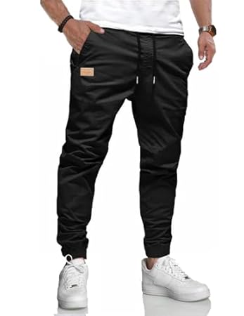 LIUPMWE Herren Hose Chino Cargo Hose Jogginghose Herren Baumwolle Casual Sweatpants Herren Freizeithose Elastische Pants Taille mit Kordelzug Taschen