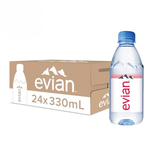 Image of evian Natural Mineral Water Bottle, Drinking Water, 330ml, Case of 24