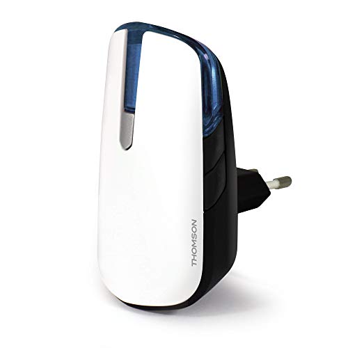 thomson carillon + sonnette sans fil avec bouton, enfichable sur prise 230volts , portée de 250m , couleur: blanc, batterie lyhtium pour le bouton sonnette 513130