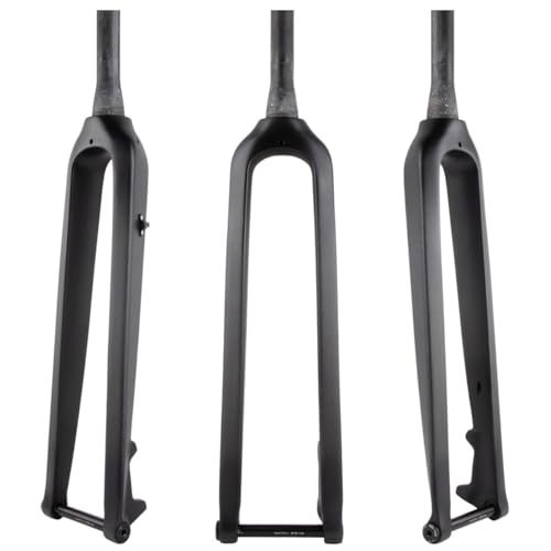 DHNCBGFZ Carbon Fiber T800 Mountain Bike Rigid Fork 1-1/8'' Straight/Tapered Tube 100 * 15mm Thru Axle Rigid Fork with Thru-axle Rod(Tapered Tube,Matte 26'')