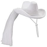 Beistle Novelty Western Bride’s Cowgirl Hat with Veil for Bachelorette Party Supplies, One Size, White