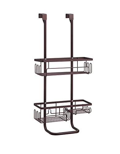 Sunnypoint Classic Metal Bathroom Shower Caddy, Over Door Hanging Storage Organizer Basket (Standard, Brown) #TOP5