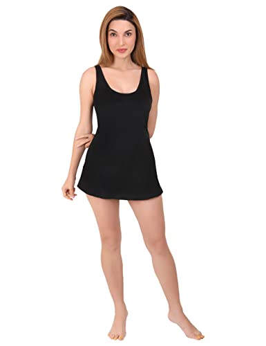 Image of A - Line Solid Single Piece with Attached Bottom Swimwear /Swim Suit for Women and Girls (80% Nylon 20% Spandex) (Comfort Fit)