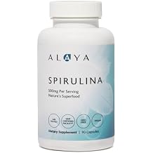 Alaya Naturals Pure Spirulina Capsules Hawaiian-Grown Blue Green Algae Superfood, Non-GMO, Vegan 500mg, 90 Capsules