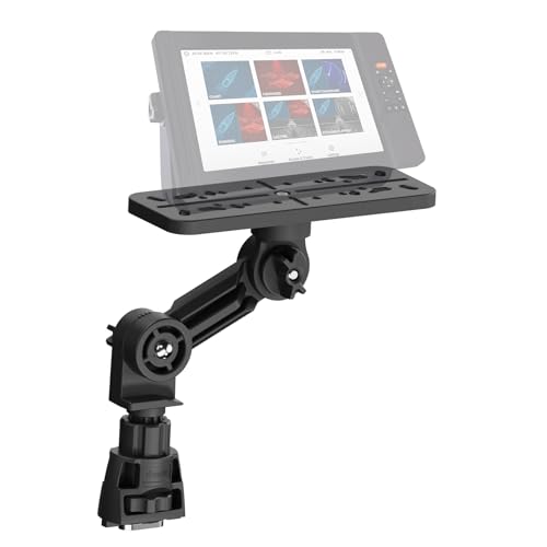 Fish Finder Mount Base, 360° Rotating Boat Electronics Holder, Marine-Grade Composite Mount for Fishfinder, Compatible with Garmin,Lowrance,Humminbird,Raymarine (Secure Locking&Gear-Driven Rotation)