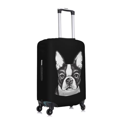 Boston Terrier Travel Luggage Cover Suitcase Protector Fits 18-21 Inch Case(Black,S)2