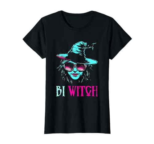 Donna bi strega vintage bisessuale strega lgbtq orgoglio halloween Maglietta