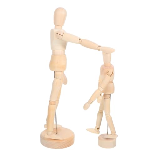 NIYANGLE 2pezzi Manichino in Legno Snodabile per Disegno di Figure Umane Modello Umano in Legno per Pittura e Forniture Artistiche Figura Umana in Giunti Flessibili