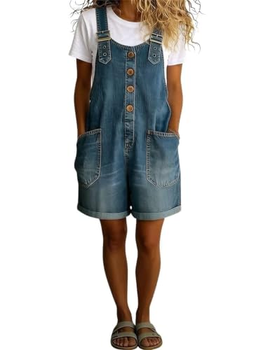 Combinaison en jean femme Y2k short en denim ajustable décontracté avec poches