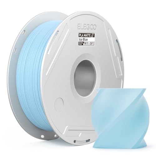 Image of ELEGOO Matte PLA 3D Printer Filament with Reusable Spool,1.75 mm Printing Filament Ice Blue 1 kg, Dimensional Accuracy + /- 0.02 mm, Compatible with Most 3D Printers