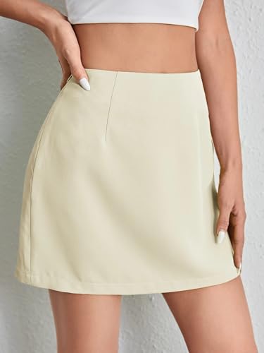 Womens' Solid Color High Waist Straight Skirt Casual Mini Skirts for Women3