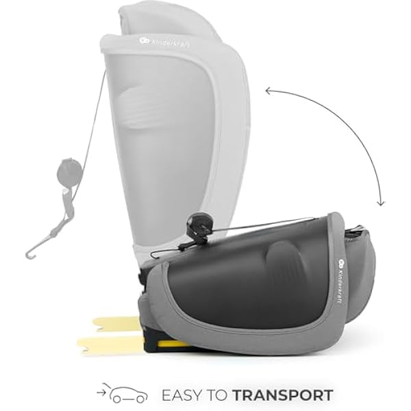 Детское кресло Kinderkraft FIX2GO i-Size, 76-150 см, ISOFIX, верхняя привязь, датчик безопасности, примерно до 12 лет, системы безопасности, высококачественные чехлы, кабриолет, серый