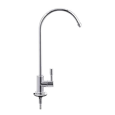 Chrome Finish Non-Air Gap Kitchen Water Filter Faucet | Goose Neck | 100% Lead-Free Drinking Water Faucet Fits most RO Units or Water Filtration System, Stainless Steel Body 1/4-Inch Tube