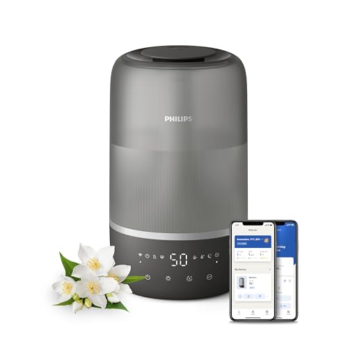 Philips Smart Humidifier - kompakt und dennoch leistungsstark mit himmelhohem Nebel, Aromatherapie, leise mit Schlaffunktion und...