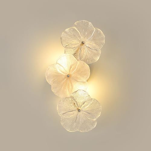 Luxury Floral Glass Wall Sconce, Creative Flower Petal Wall Lamp,Elegant