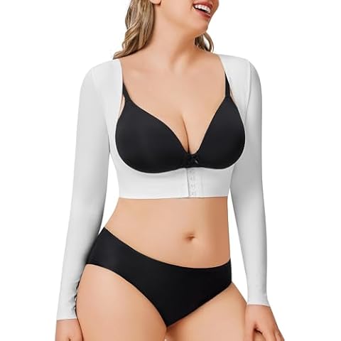 YERKOAD Arm Shapers for Women Flabby Arms Post Surgery Compression Sleeves Arm Faja Front Closure Shapewear Tops (White, X-Large) Cover