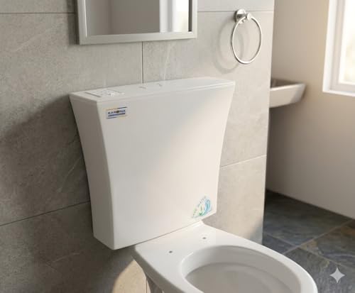 Image of KAROMA Dual Flush Cistern, Water Saving Toilet Flush Tank, Durable Plastic Body, Efficient Water Control System, Easy Installation, Wall Mounted Design, Leak Resistant, Ideal for Modern Bathrooms