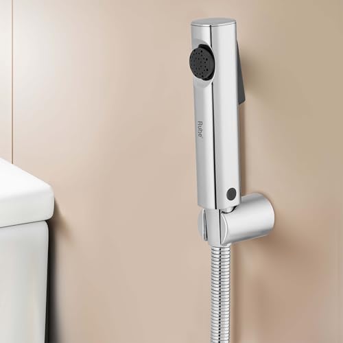 Image of Ruhe Ion Health Faucet Set for Bathroom /Handheld Jet Spray for Toilet | ABS Hand Shower Spray Gun with 304-Grade Stainless Steel Flexible Shower Tube 1 Meter and Wall Hook /Holder