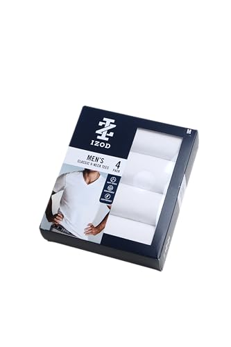 IZOD Mens Undershirts - 4 Pack Lightweight Breathable Cotton Mens Shirts Crew Neck & V Neck Undershirts for Men (Sizes: S-XL)2
