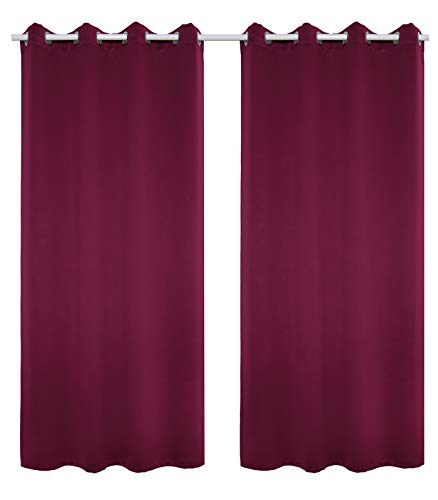 WOLTU Tende Oscuranti con Occhielli Tenda Drappeggio Opaca Finestra Termica Isolante 2 Pannelli