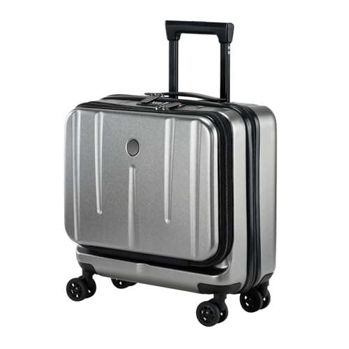 Image of 16 Inch Carry On Luggage with 2 Compartments for 14 inch & 15 inch Laptop, 16.14*8*17.12 inch Rolling Briefcase, Lightweight Hardshell ABS+PC Suitcase with Spinner Silent Wheels, for Business Trip, Dark Gray