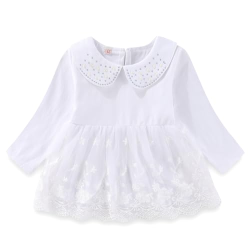 Image of Peacolate 6M-4Years Spring Fall Baby Girls Clothing Set 3pcs Long Sleeve Dress Denim Jacket and Jeans
